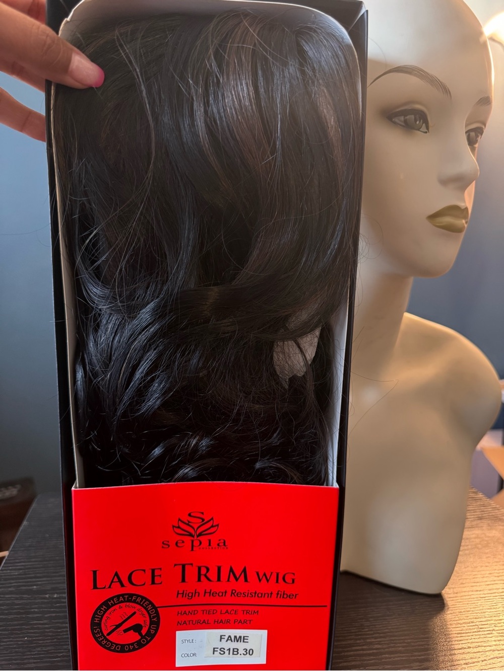 Lace Trim Wig - FS1B/30 Black with Brown Highlights Fame FS1B.30